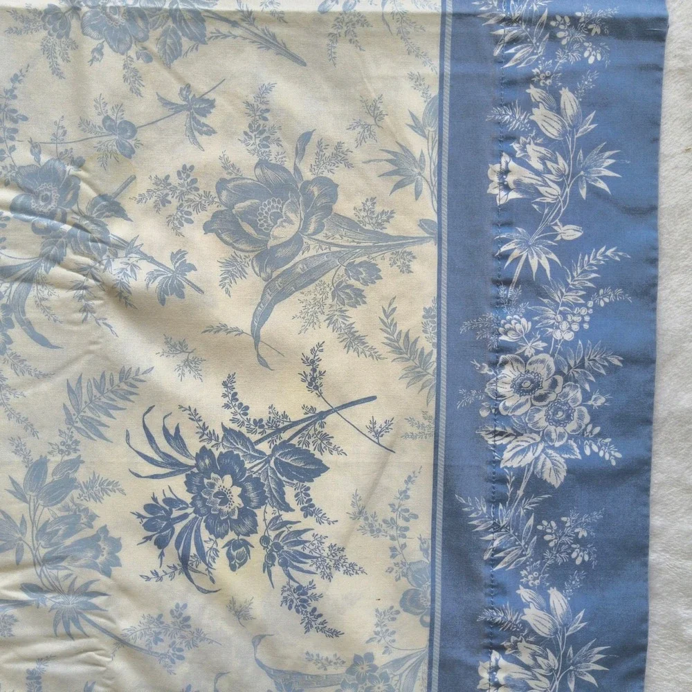 Vintage WestPoint Stevens Sheet Set Queen Blue White Floral Toile USA Made 4pc